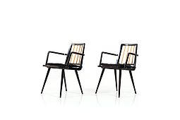 Pair of Mid Century black Armchairs