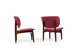 Pair of 1950s. Danish Easychairs with Shell Backrests