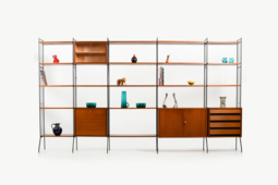Early 1950s Shelf System with Bar in Teak