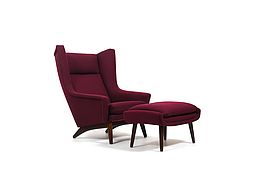 Mid Century Danish Lounge Chair with Ottoman