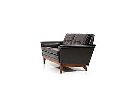 Mid Century Danish Brown Leather 2-Seater Sofa