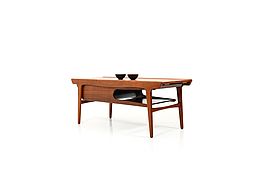 Rare Mid Century Danish Teak Sofa Table with Formica Inlays