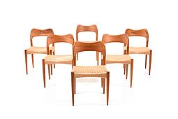 Set of Six Danish Teak Wooden Dining Chairs