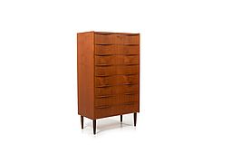 Mid Century Danish Teak Tallboy Chest of Drawers