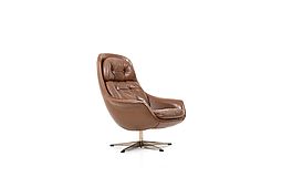 1960s Danish Swivel Lounge Chair in Brown Leather