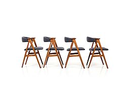 Set of 4 Mid Century Danish Dining Chairs in Oak and Teak. New Upholstered!
