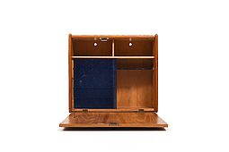 1950s Wall Mounted Danish Cupboard with Blue Glass