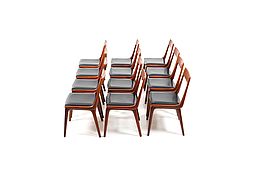 Early Set of 12 Boomerang Teak Chairs by Alfred Christensen