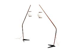 Svend Aage Holm Sørensen "Fishing Pole" Teak Floor Lamps 1950s
