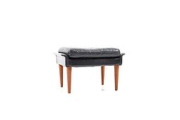 1960s Georg Thams Black Leather Footstool
