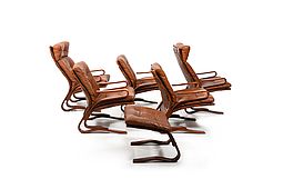 Danish Cognac Leather Seating Group "Skyline" by Einar Hove