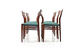 Set of 8 Mid Century Teak Dining Chairs by Luebke