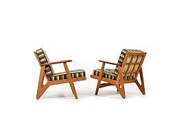 Pair of 1950s Danish Easychairs in Oak and Teak