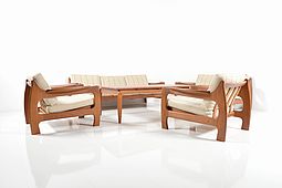 Organic danish Seating-Group in Teak / 3-2-1-1