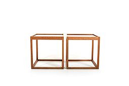 Kurt Ostervig Oak Cube Tables with Glass Denmark 1960s