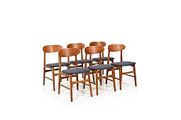 Set of 6 Mid Century Dining Chairs with Teak New Upholstered!