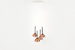 1970s Modern Hanging Lamp in Copper and Glass