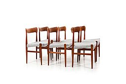 Set of six Danish Mid Century organic shaped Chairs in solid Teak