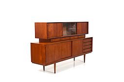 Mid Century Danish Teak Sideboard with Top-Cabinet