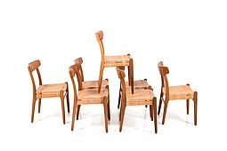 Early set of seven CH23 Chairs by Hans Wegner for Carl Hansen & Son
