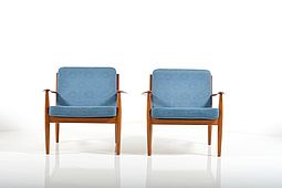 Pair of Easychairs, Model 118 by Grete Jalk 