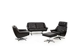 Danish Leather Seating Group by Werner Langenfeld for ESA 1960s