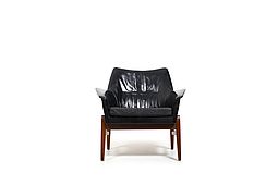 1950s Leather Wing Easychair by Ib Kofod-Larsen