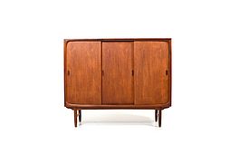 Mid Century Danish Teak Wooden Highboard with Bar Area
