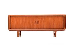 Teak Wooden Jalousie Door Sideboard by Dyrlund