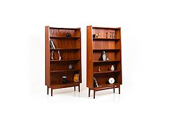 Mid Century Pair of conical Danish Bookshelves / Cases in Teak