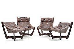 Set of four Luna Lounge Chairs by Odd Knutsen, Hjellegjerde, Norway.