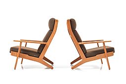GE-290 / Pair of Highback Lounge Chairs in Teak by Hans J. Wegner