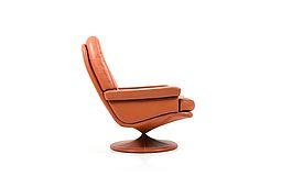 1970s scandinavian Leather swivel Lounge Chair
