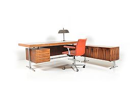 Big 1960s Desk with Sideboard