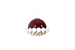 1960s DORIA Pendant Light with Burgundy-Red Glass Lampshade