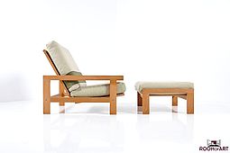GE-412 Easy Chair and Footstool in Oak by Hans J. Wegner