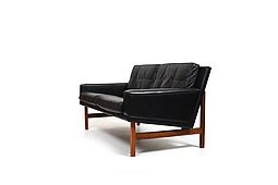 Black Leather sofa by Sven Ellekaer for Rolschau Møbler 1960s