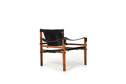 Black leather „Sirocco“ Safari Chair by Arne Norell 1964