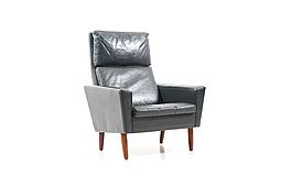 1960s Danish Dark Green Leather Lounge Chair