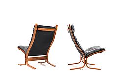 Pair of High Back Lounge Chairs by Ingmar Relling for Westnofa
