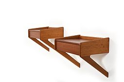 Mid Century Danish Wall Mounted Nightstands by Øholm