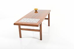 Danish Sofa Table with Tile Inlay