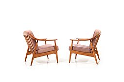 Pair of Danish Easychairs in Teak and Oak