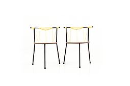 Early Danish Pair of Chairs 1940s/1950s in Teak and Metal