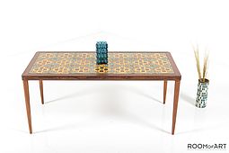 Danish Sofa Table with Tile Inlay