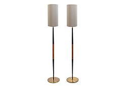 Pair of 1960s Teak and Brass Floorlamps by LYFA