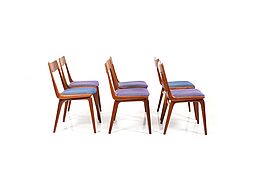 Early Set of 6 Boomerang Teak Chairs by Alfred Christensen