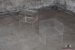 70's Bedside Tables in clear Acrylic