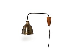 Rare Danish Wall Lamp in Brass and Teak 1950s