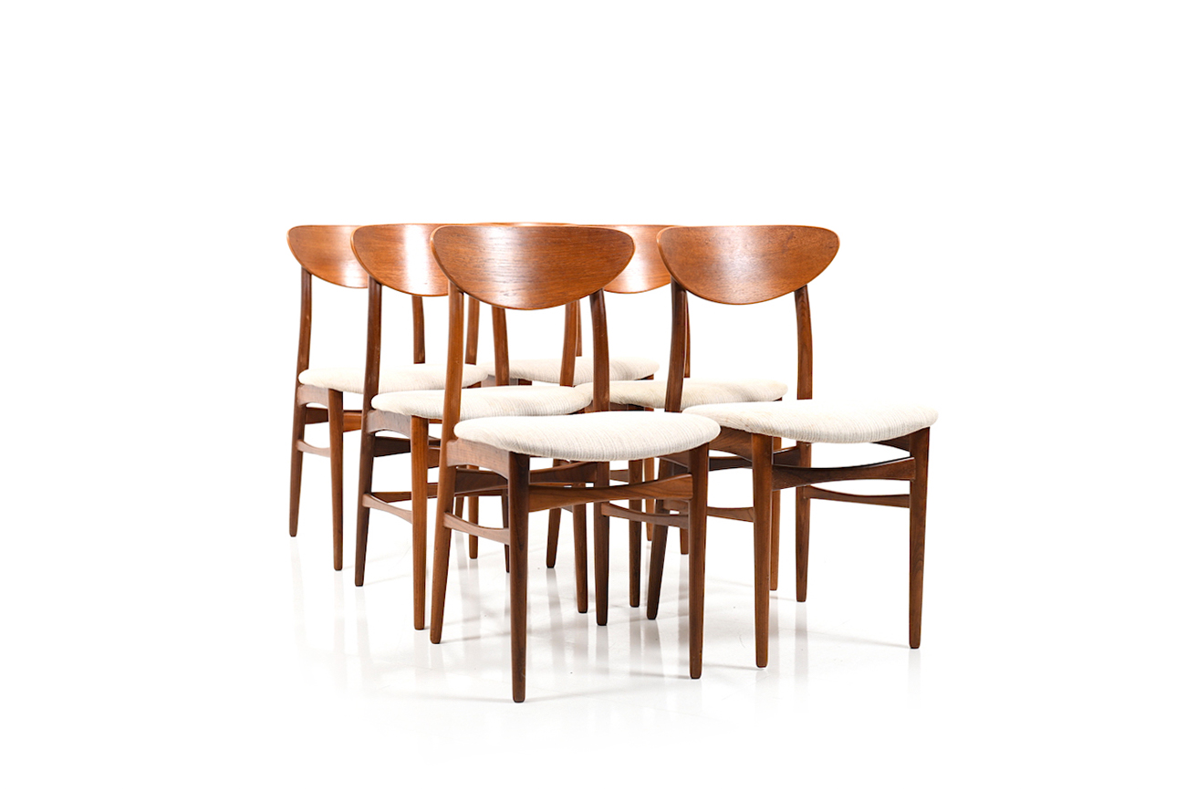 Set Of 6 Mid Century Danish Teak Dining Chairs Room Of Art
